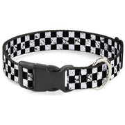 Plastic Clip Collar - Checker Weathered2 Black/White Plastic Clip Collars Buckle-Down