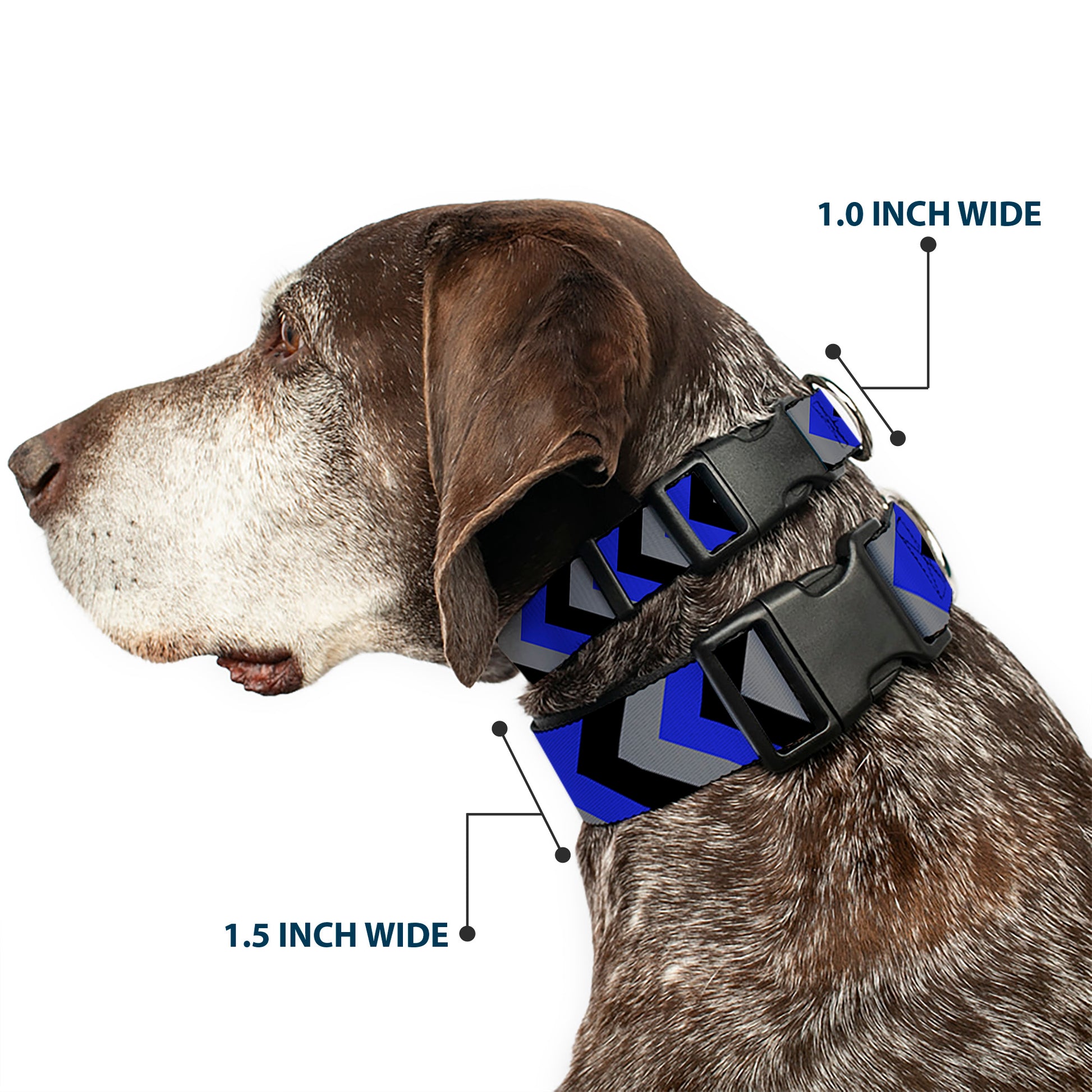 Plastic Clip Collar - Chevron Blue/Black/Gray Plastic Clip Collars Buckle-Down