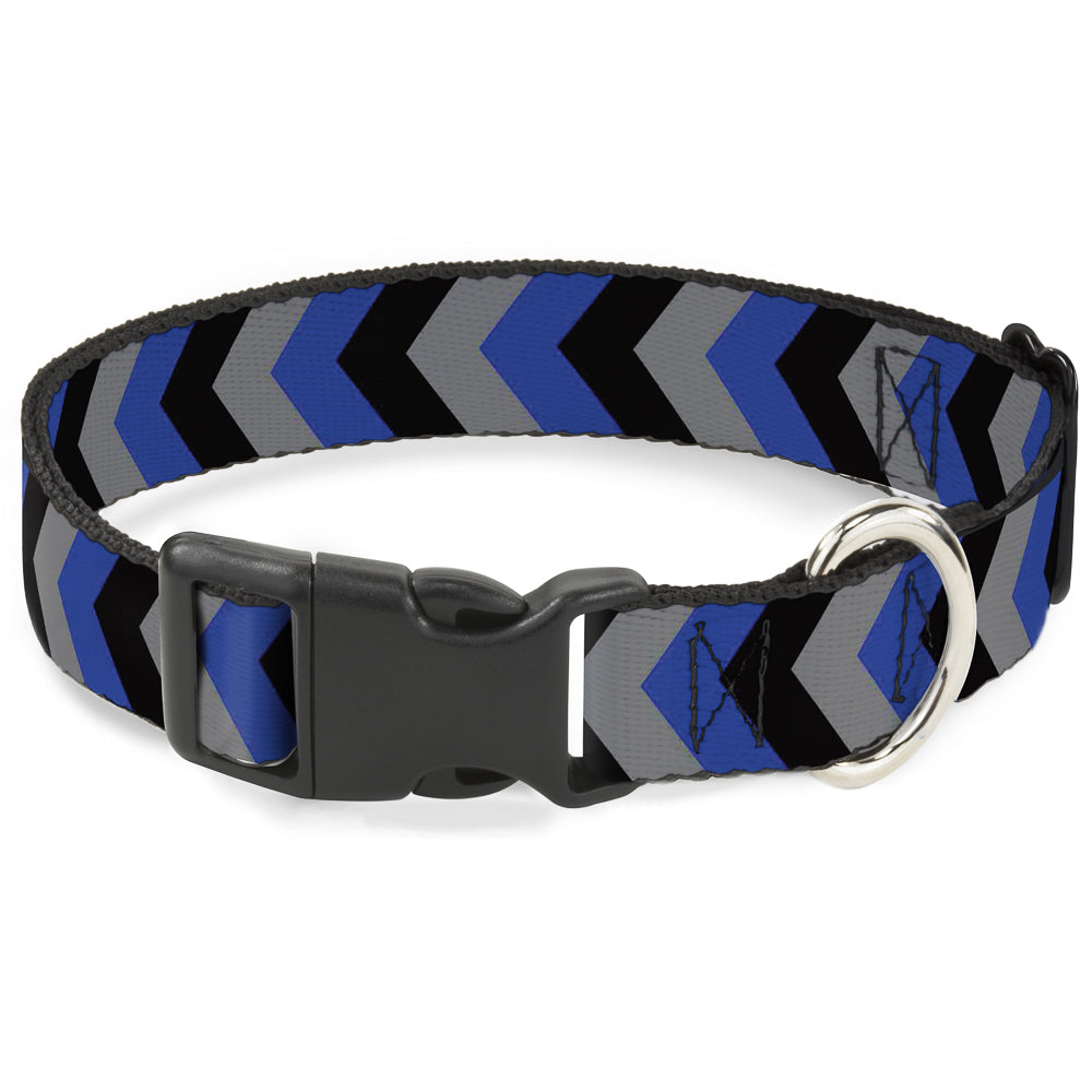 Plastic Clip Collar - Chevron Blue/Black/Gray Plastic Clip Collars Buckle-Down