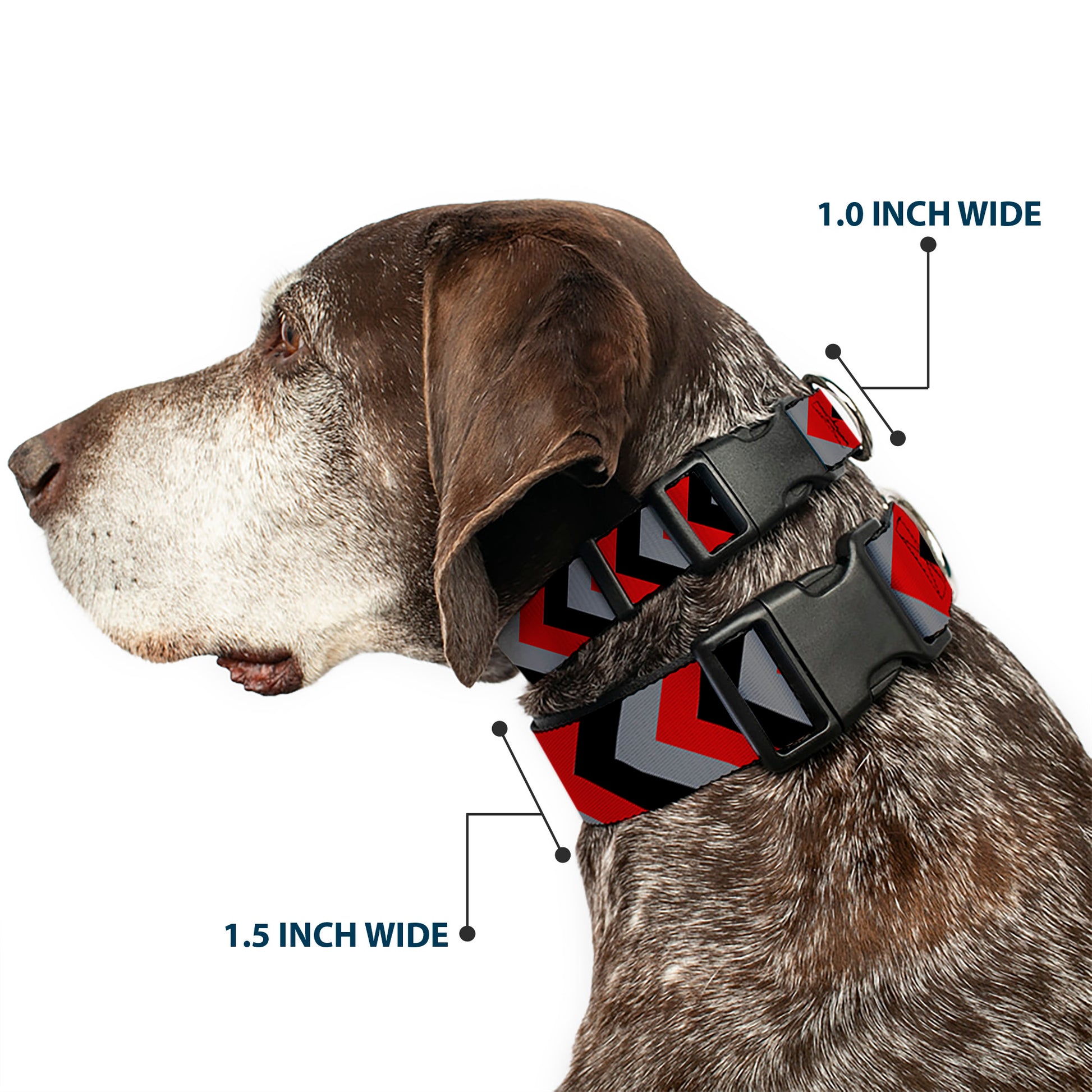Plastic Clip Collar - Chevron Red/Black/Gray Plastic Clip Collars Buckle-Down