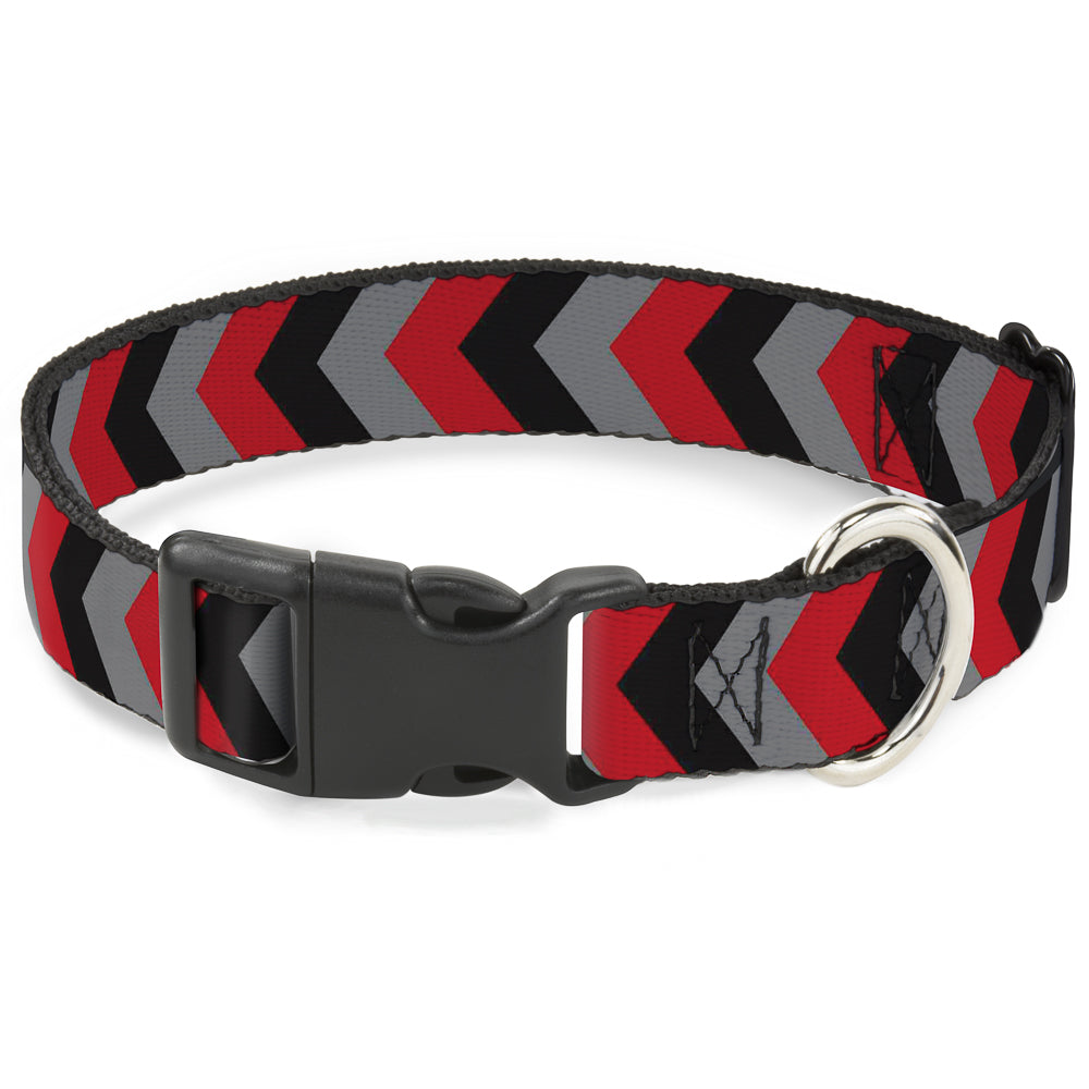 Plastic Clip Collar - Chevron Red/Black/Gray Plastic Clip Collars Buckle-Down