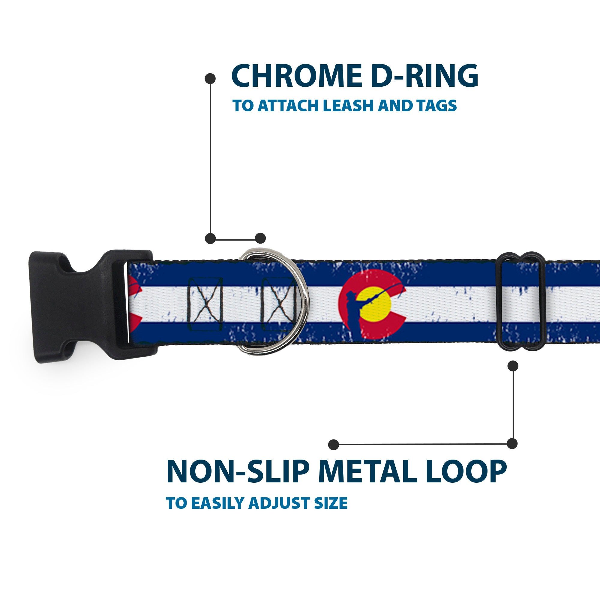 Plastic Clip Collar - Colorado Flag/Fisher Weathered Plastic Clip Collars Buckle-Down