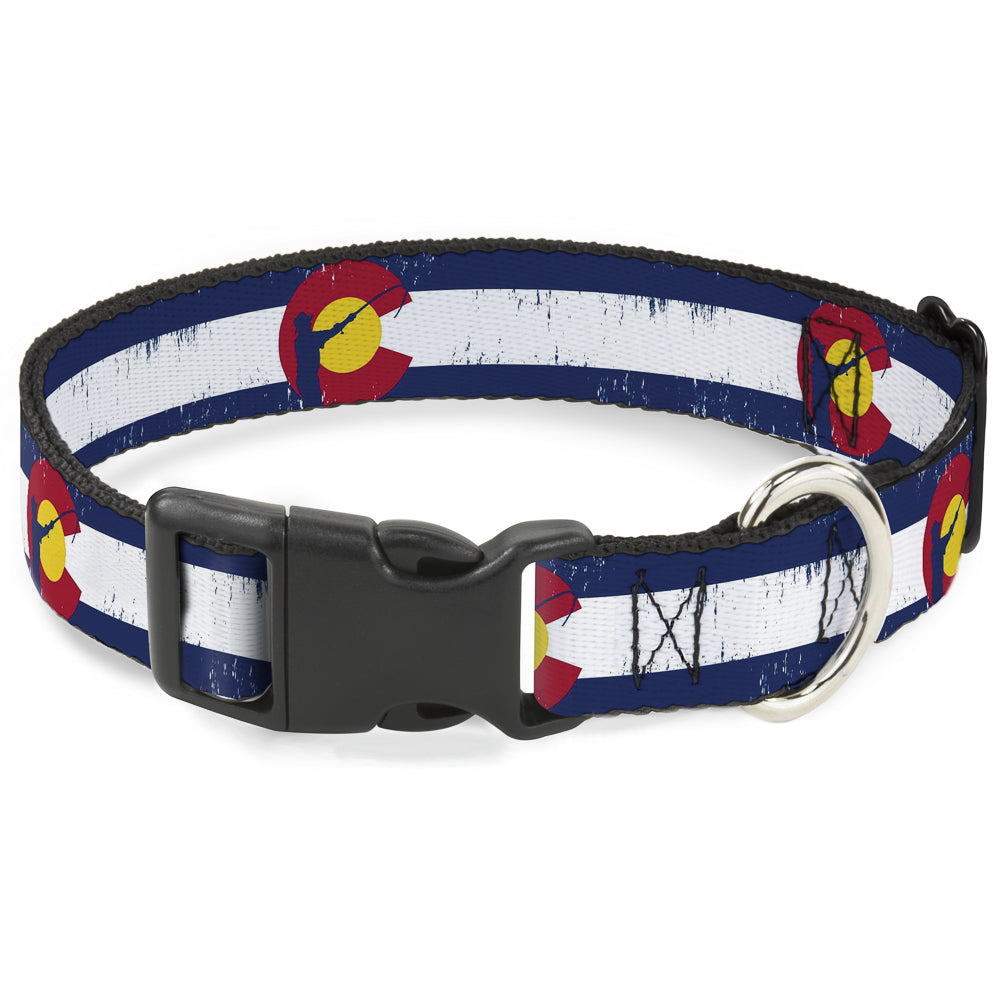 Plastic Clip Collar - Colorado Flag/Fisher Weathered Plastic Clip Collars Buckle-Down