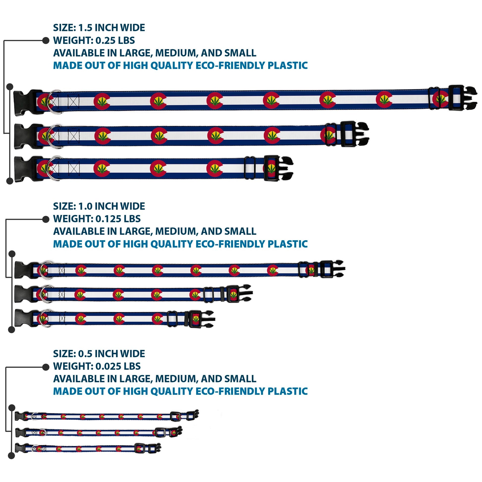 Plastic Clip Collar - Colorado Flag/Marijuana Leaf Plastic Clip Collars Buckle-Down