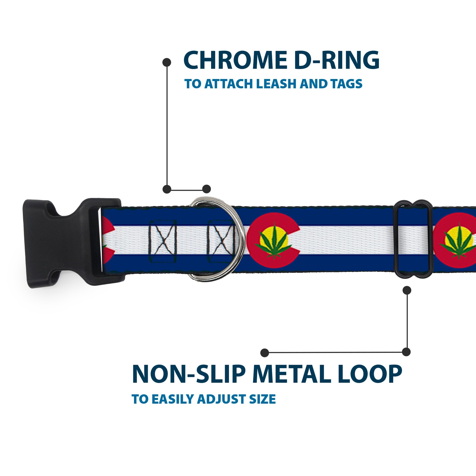 Plastic Clip Collar - Colorado Flag/Marijuana Leaf Plastic Clip Collars Buckle-Down