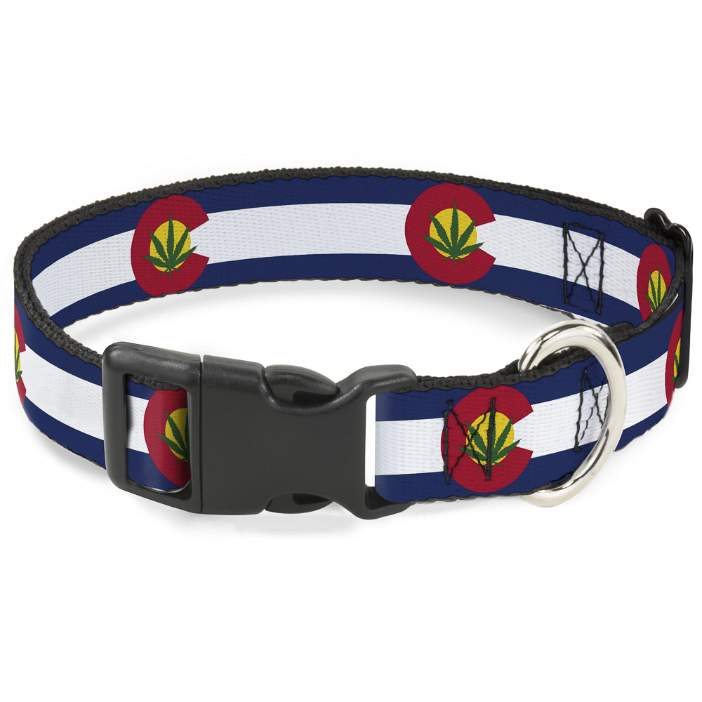 Plastic Clip Collar - Colorado Flag/Marijuana Leaf Plastic Clip Collars Buckle-Down