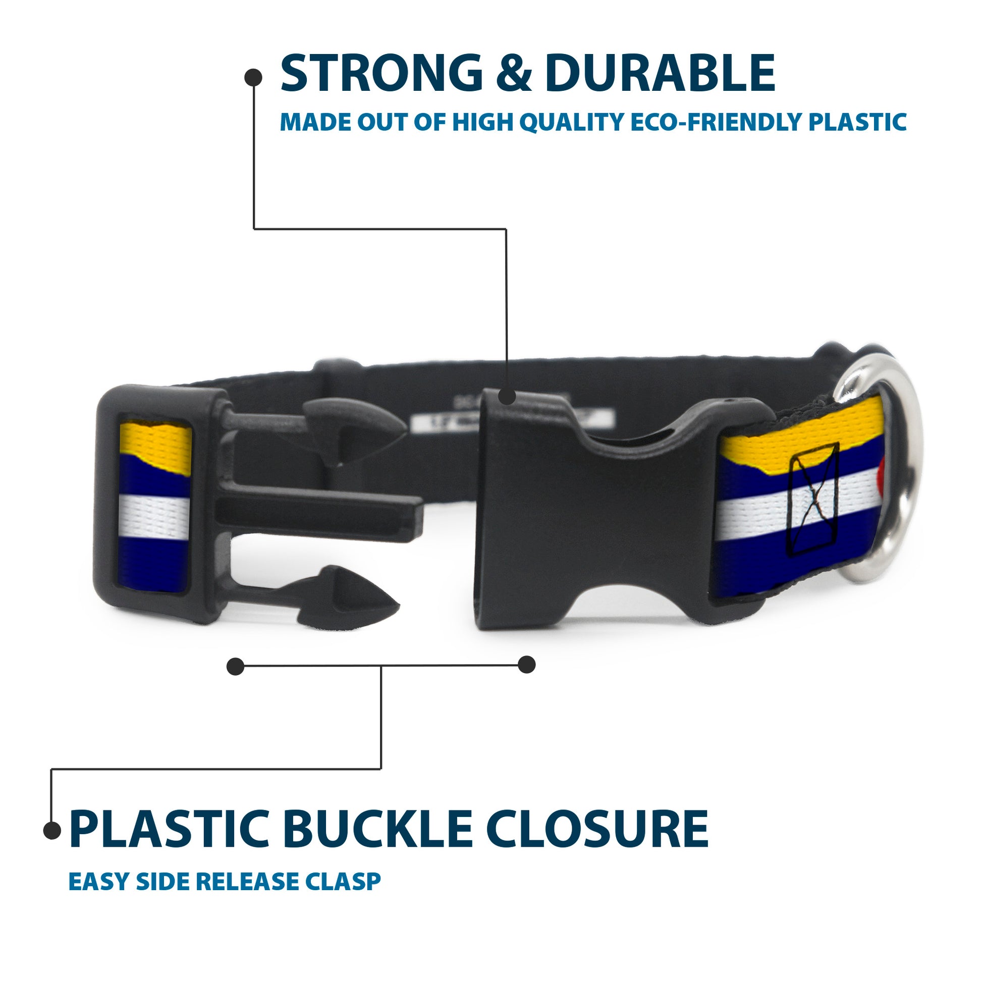Plastic Clip Collar - Colorado Flag/Mountain Silhouette Yellow Plastic Clip Collars Buckle-Down