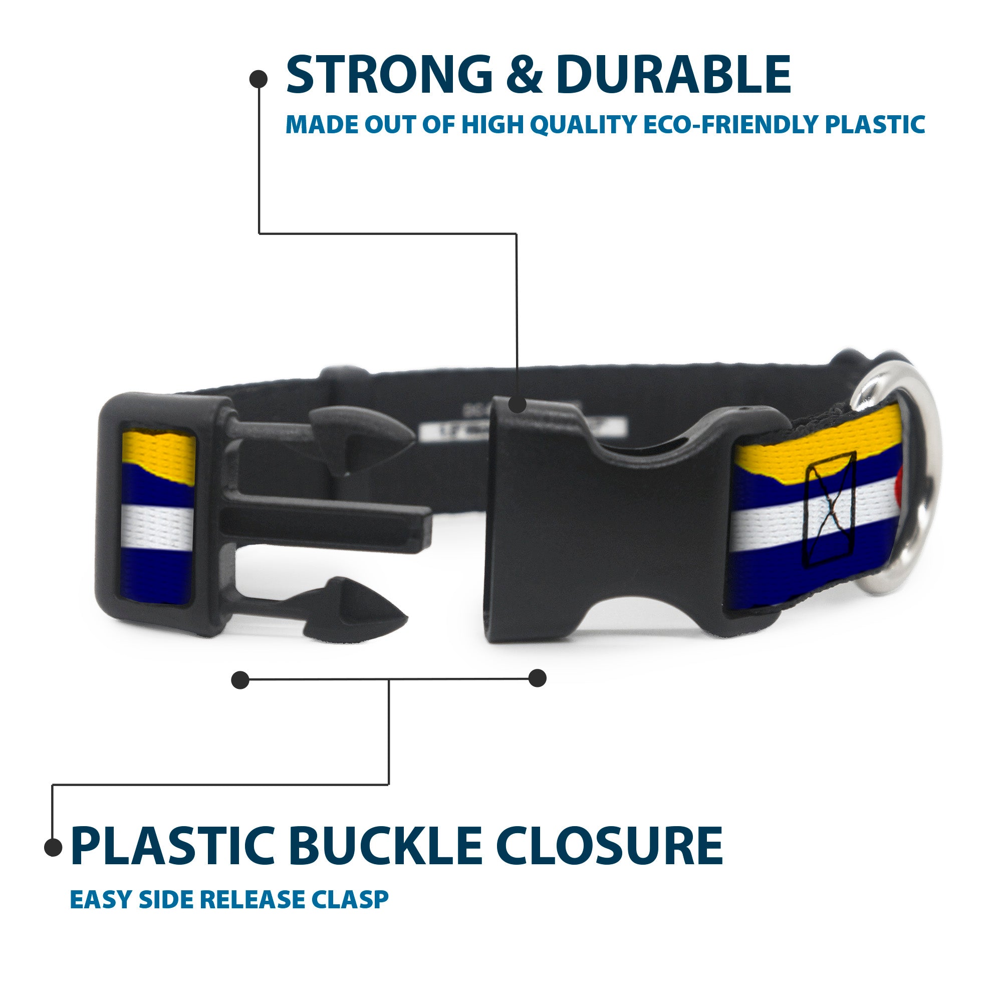 Plastic Clip Collar - Colorado Flag/Mountain Silhouette Yellow Plastic Clip Collars Buckle-Down