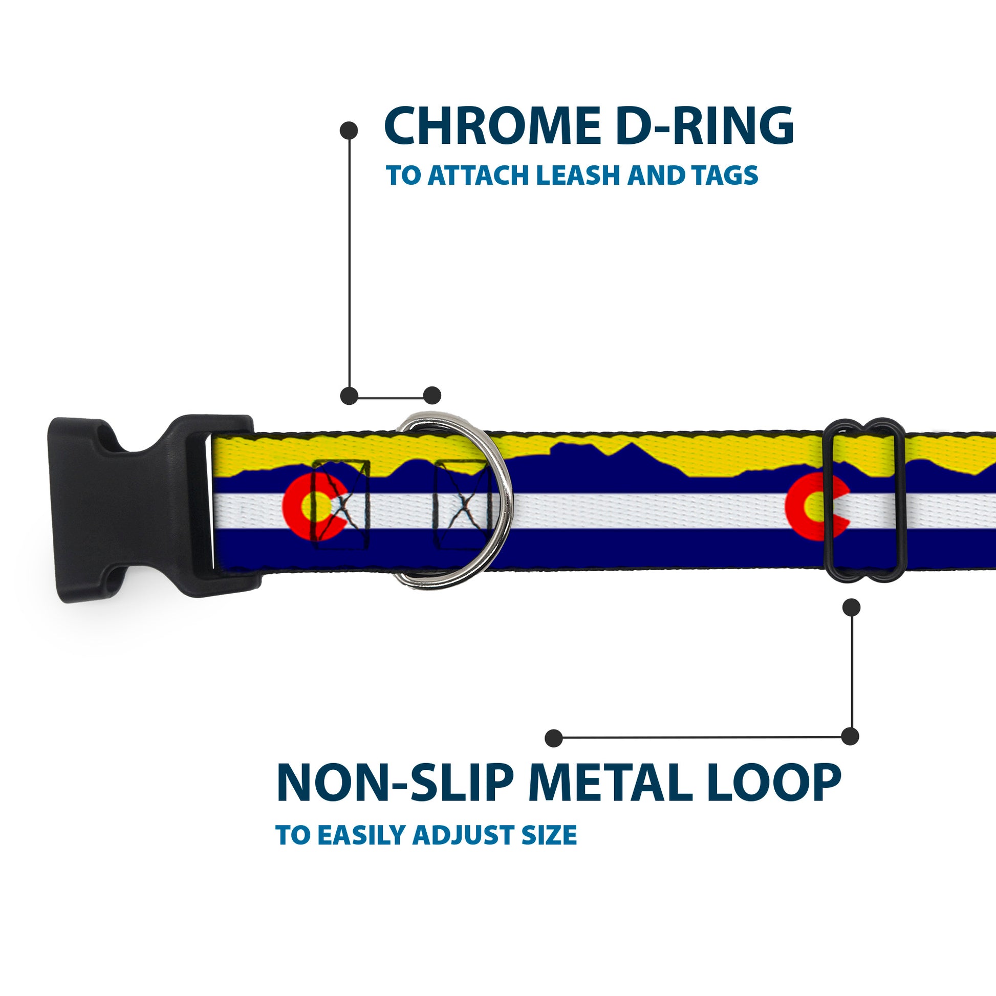 Plastic Clip Collar - Colorado Flag/Mountain Silhouette Yellow Plastic Clip Collars Buckle-Down
