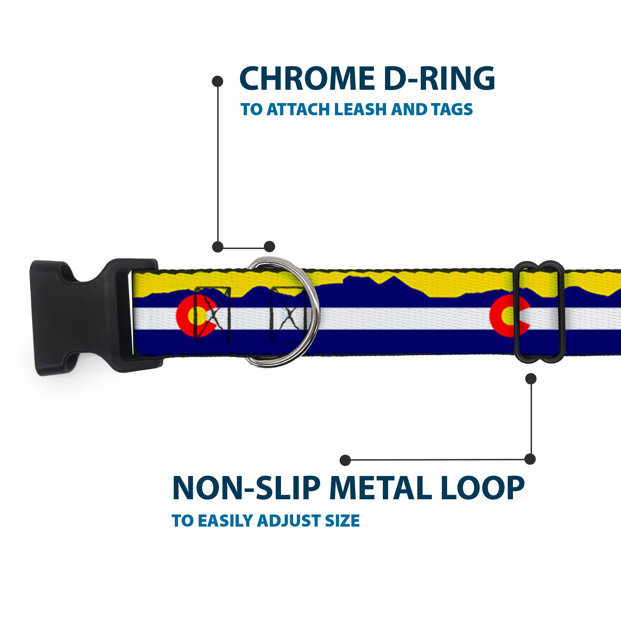 Plastic Clip Collar - Colorado Flag/Mountain Silhouette Yellow Plastic Clip Collars Buckle-Down