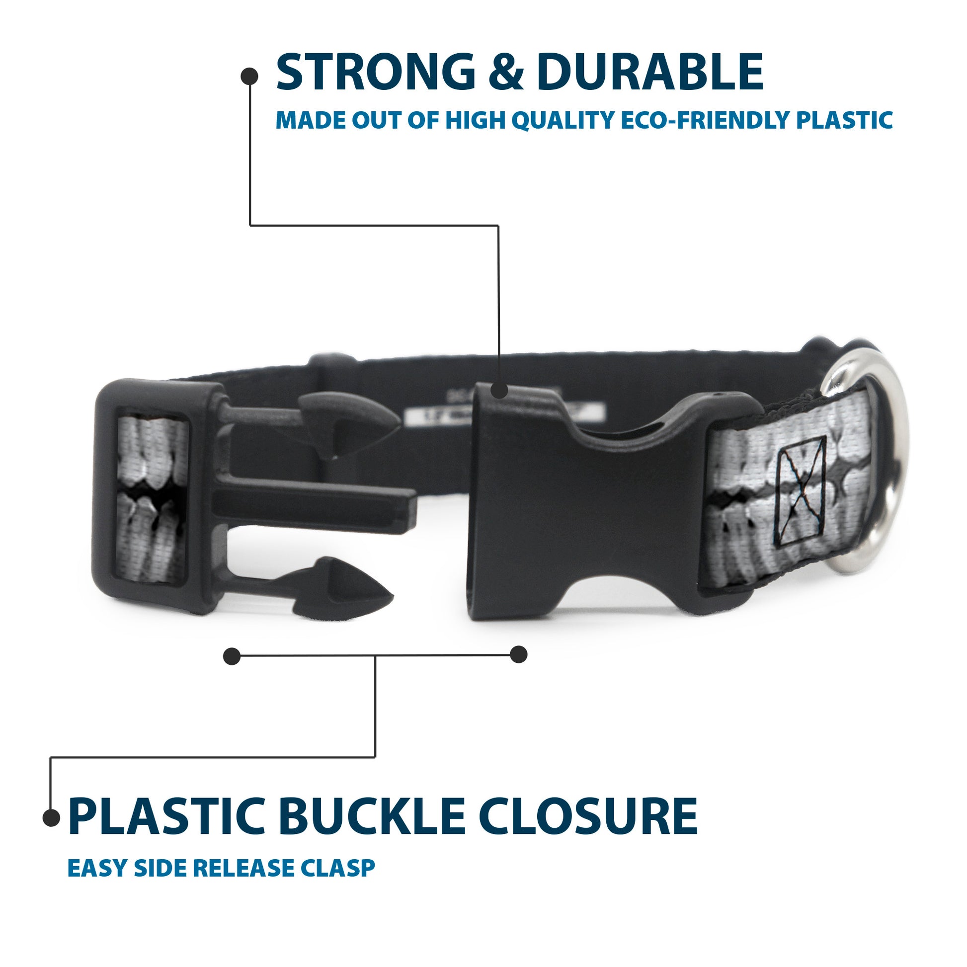 Plastic Clip Collar - Dental X-Rays Black/White Plastic Clip Collars Buckle-Down