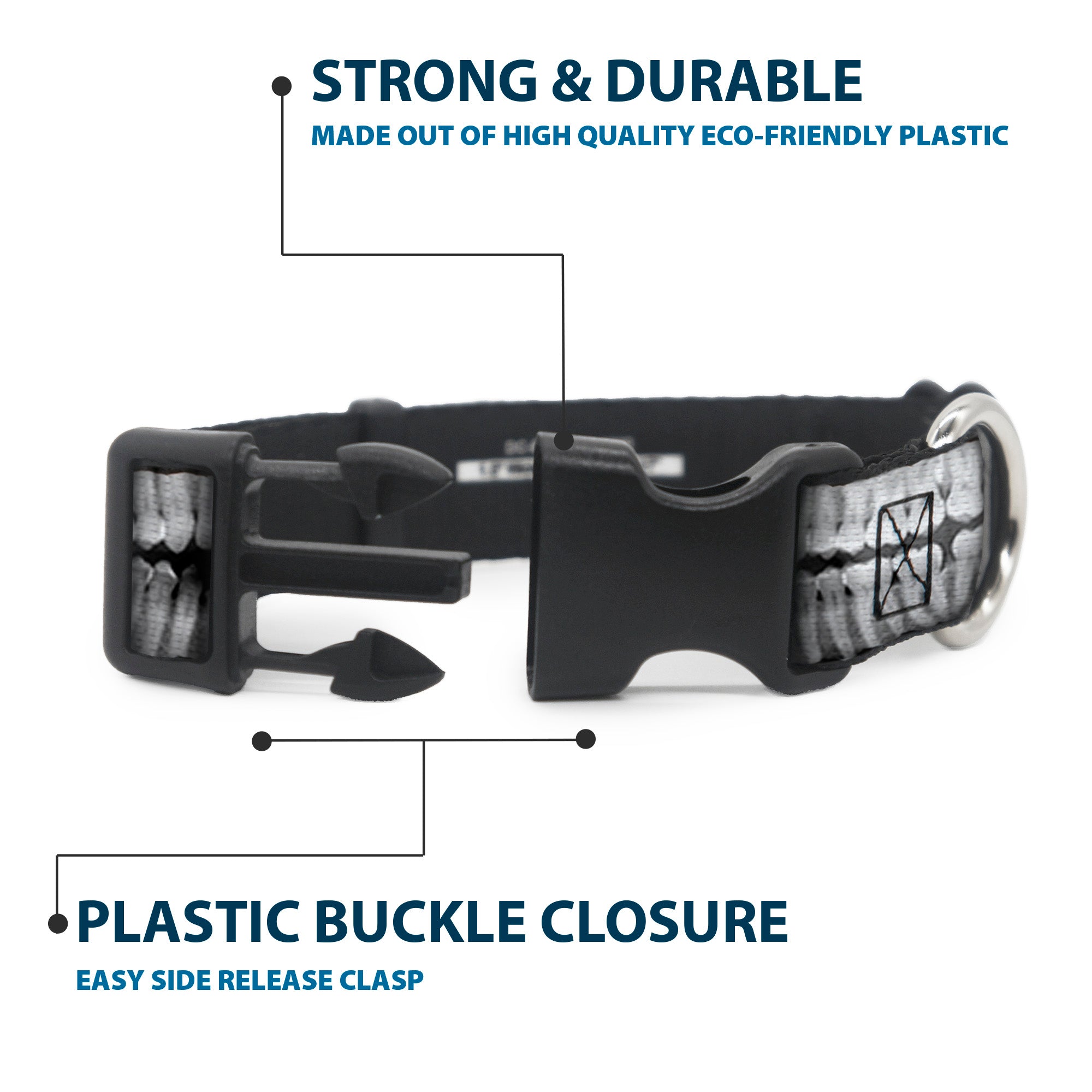 Plastic Clip Collar - Dental X-Rays Black/White Plastic Clip Collars Buckle-Down