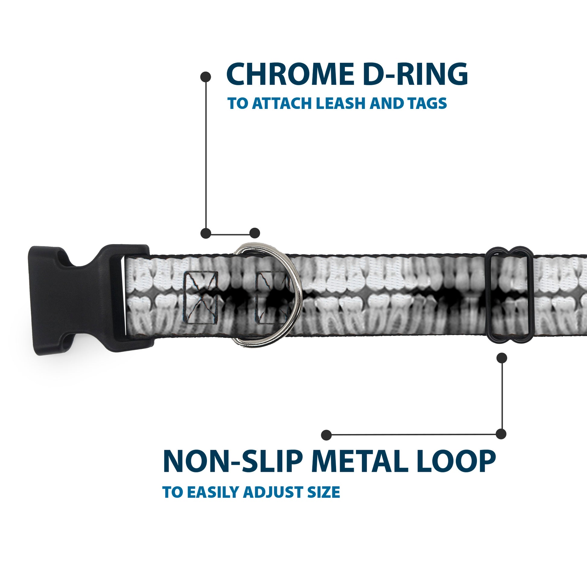 Plastic Clip Collar - Dental X-Rays Black/White Plastic Clip Collars Buckle-Down