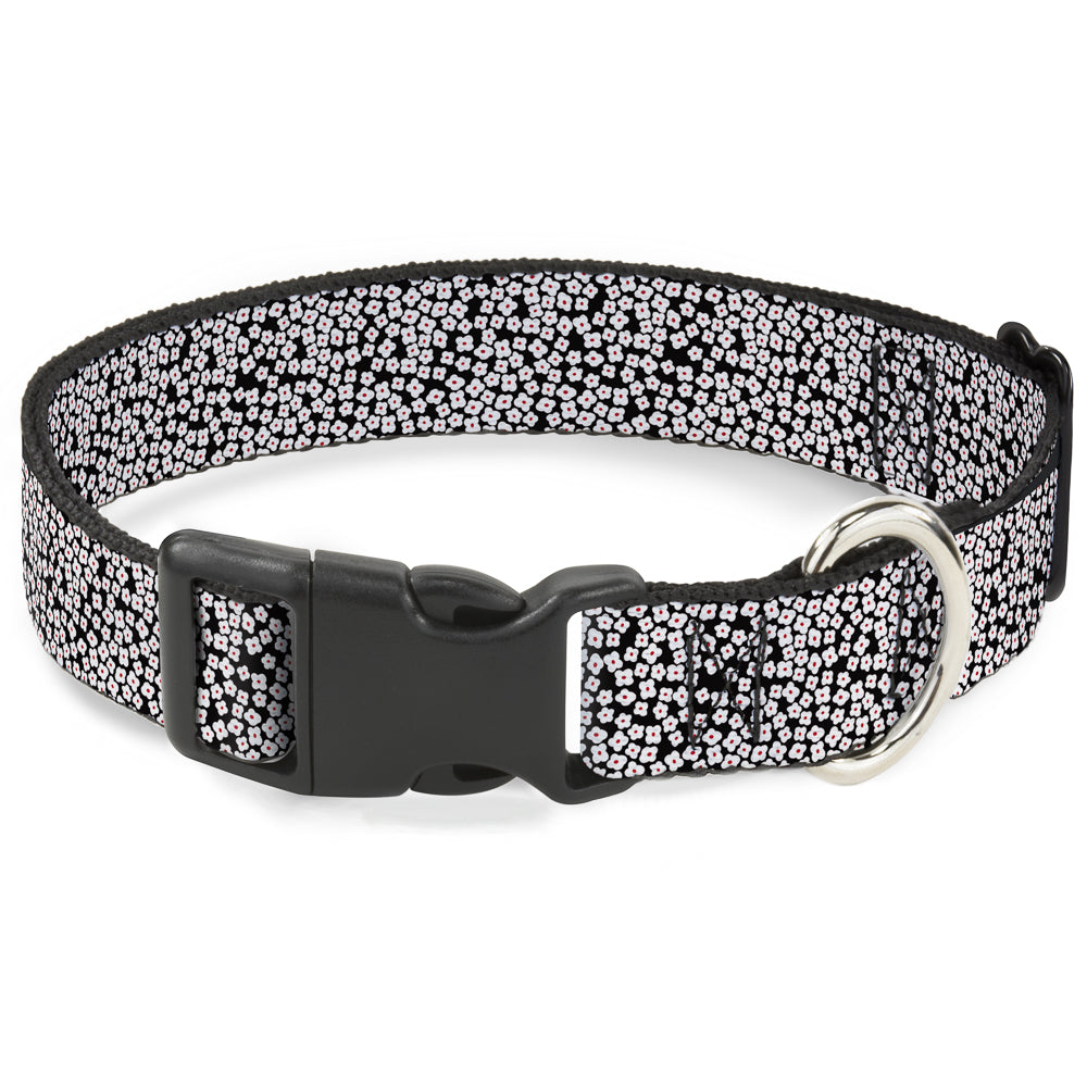 Plastic Clip Collar - Ditsy Floral Black/White/Red Plastic Clip Collars Buckle-Down