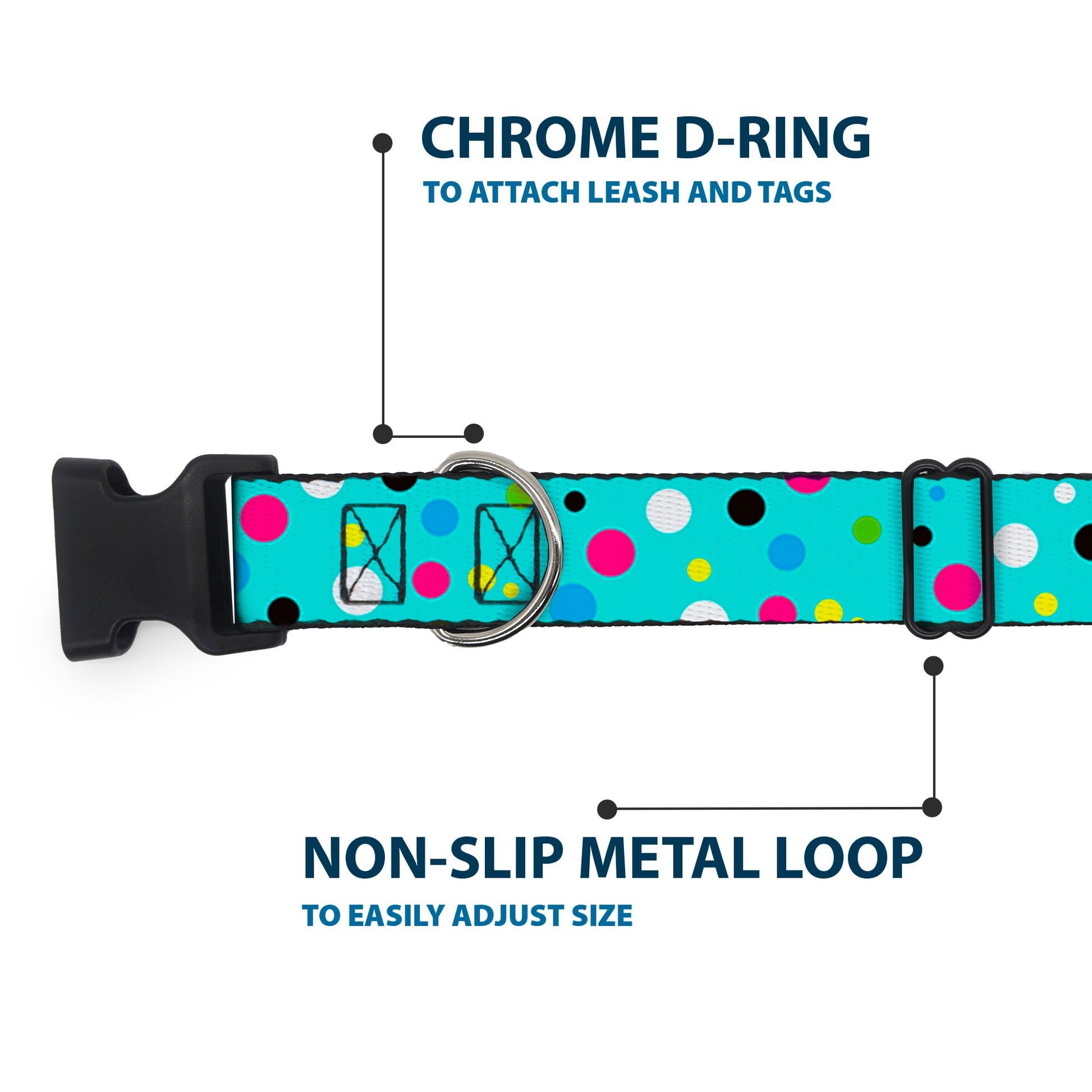 Plastic Clip Collar - Dots Seafoam Green/Multi Pastel Plastic Clip Collars Buckle-Down