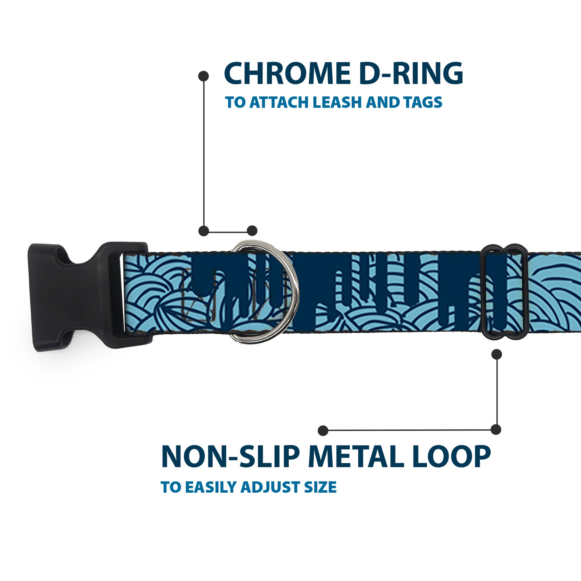 Plastic Clip Collar - Doodle1/Paint Drips Blues Plastic Clip Collars Buckle-Down