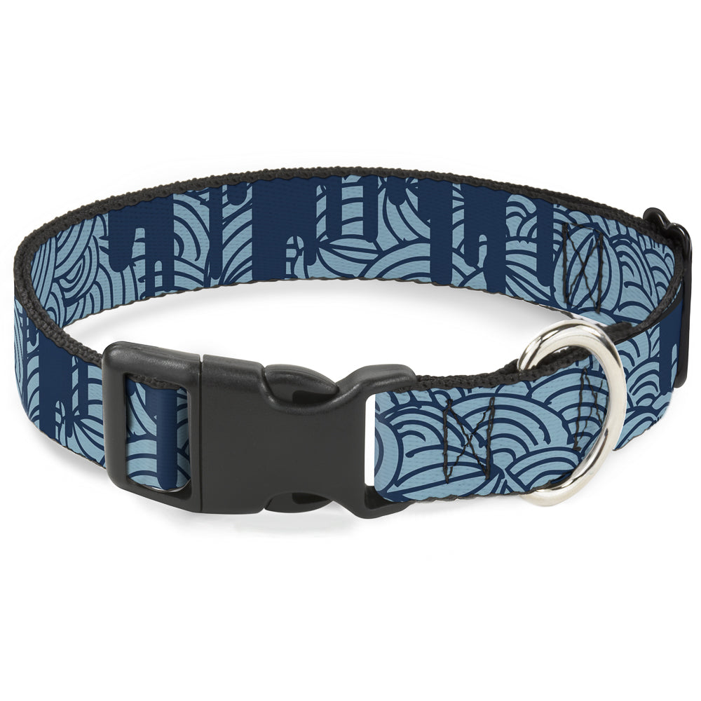 Plastic Clip Collar - Doodle1/Paint Drips Blues Plastic Clip Collars Buckle-Down