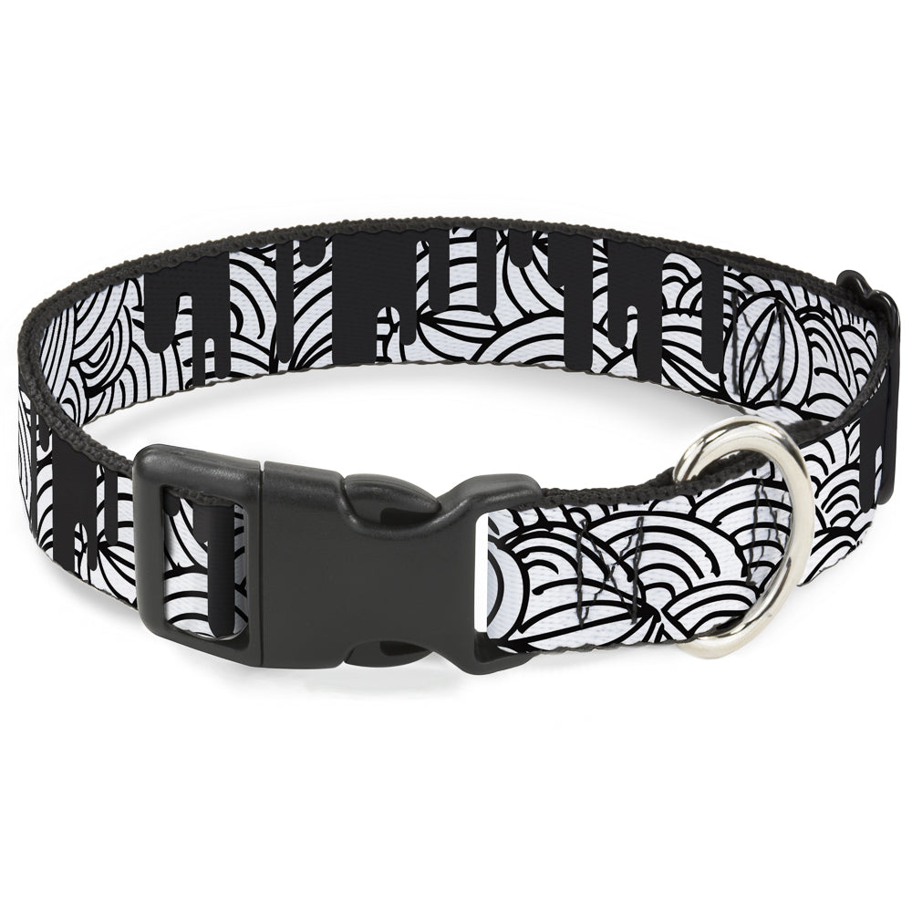 Plastic Clip Collar - Doodle1/Paint Drips White/Black Plastic Clip Collars Buckle-Down