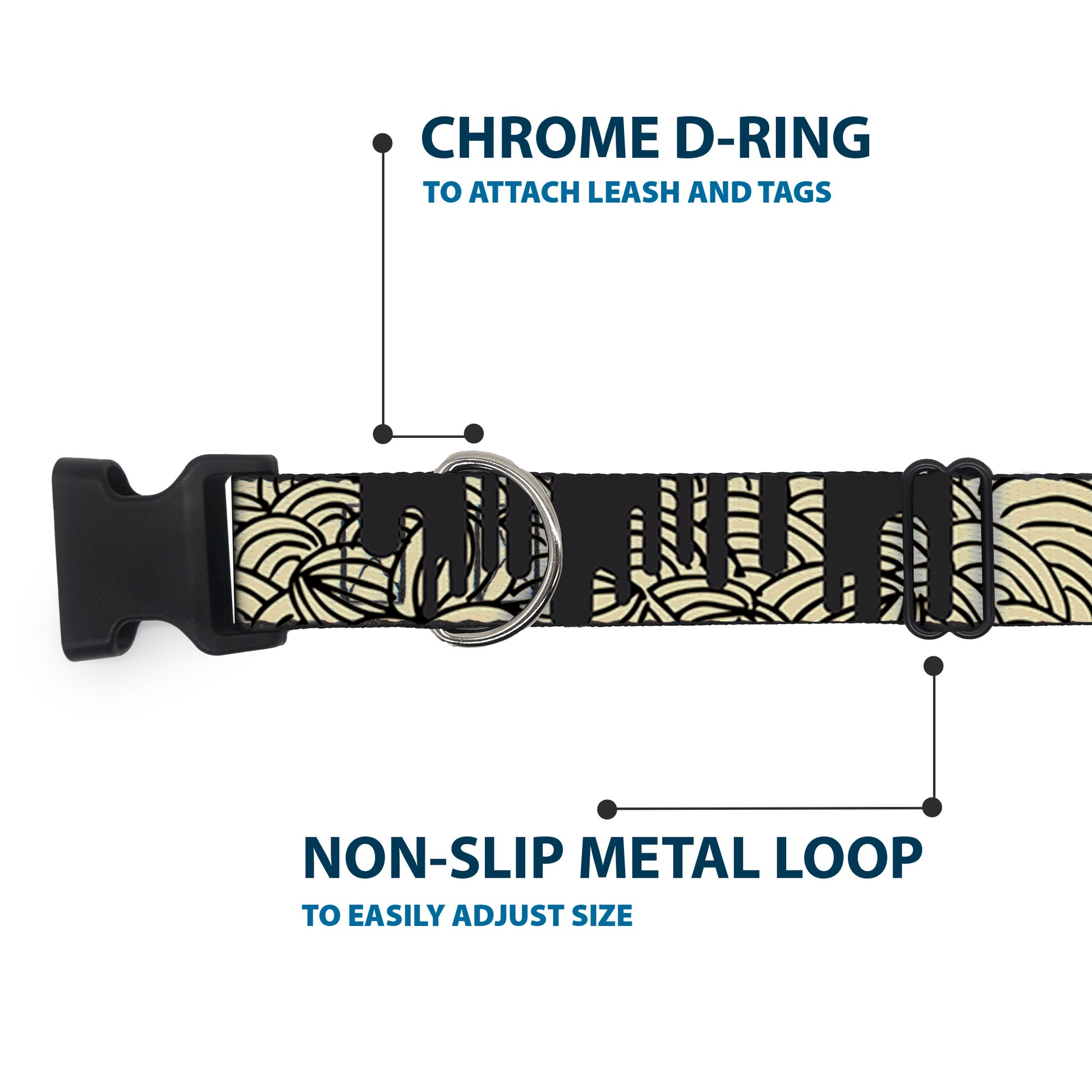 Plastic Clip Collar - Doodle1/Paint Drips Cream/Black Plastic Clip Collars Buckle-Down