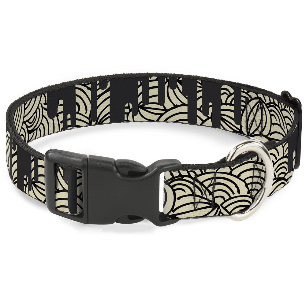 Plastic Clip Collar - Doodle1/Paint Drips Cream/Black Plastic Clip Collars Buckle-Down