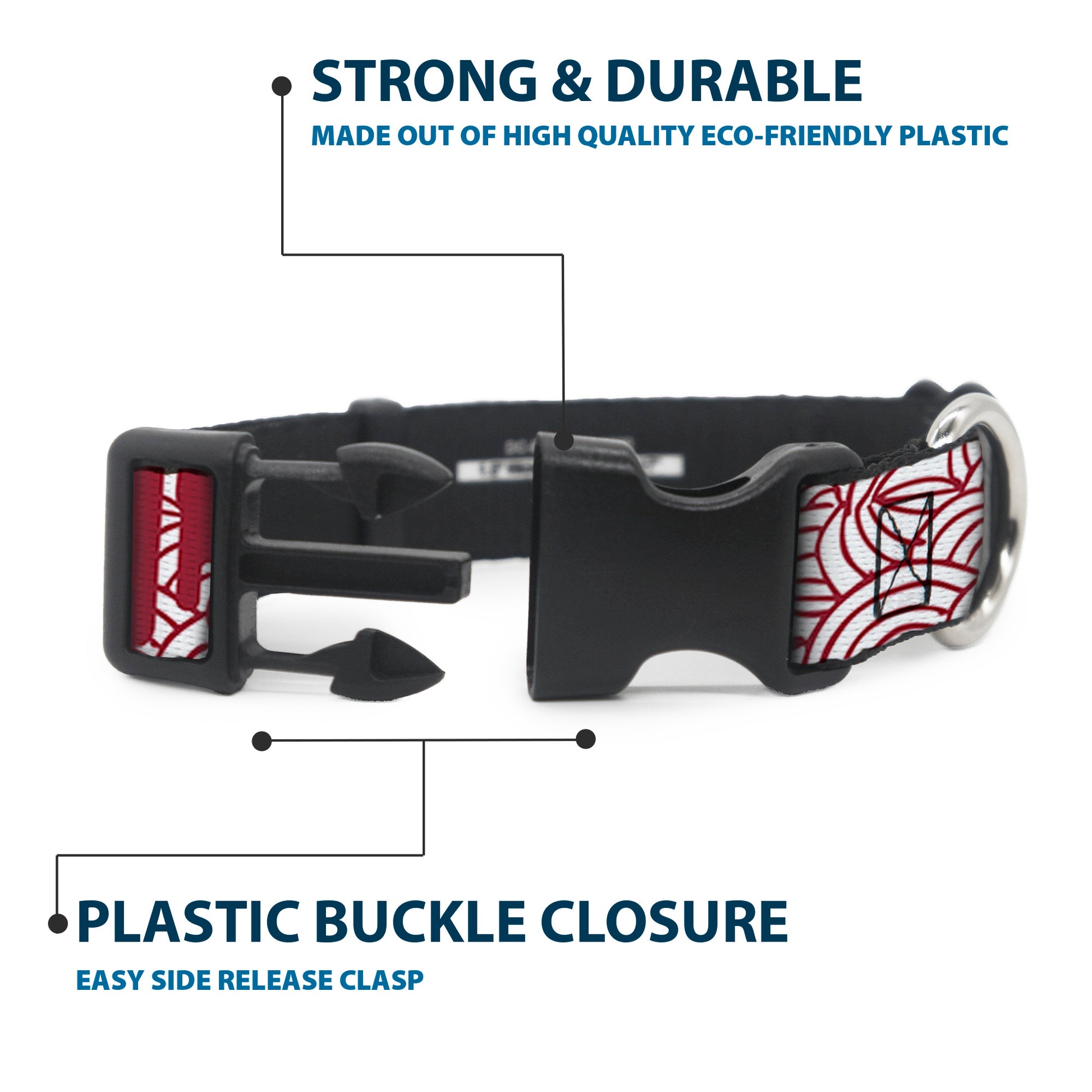 Plastic Clip Collar - Doodle1/Paint Drips White/Red Plastic Clip Collars Buckle-Down