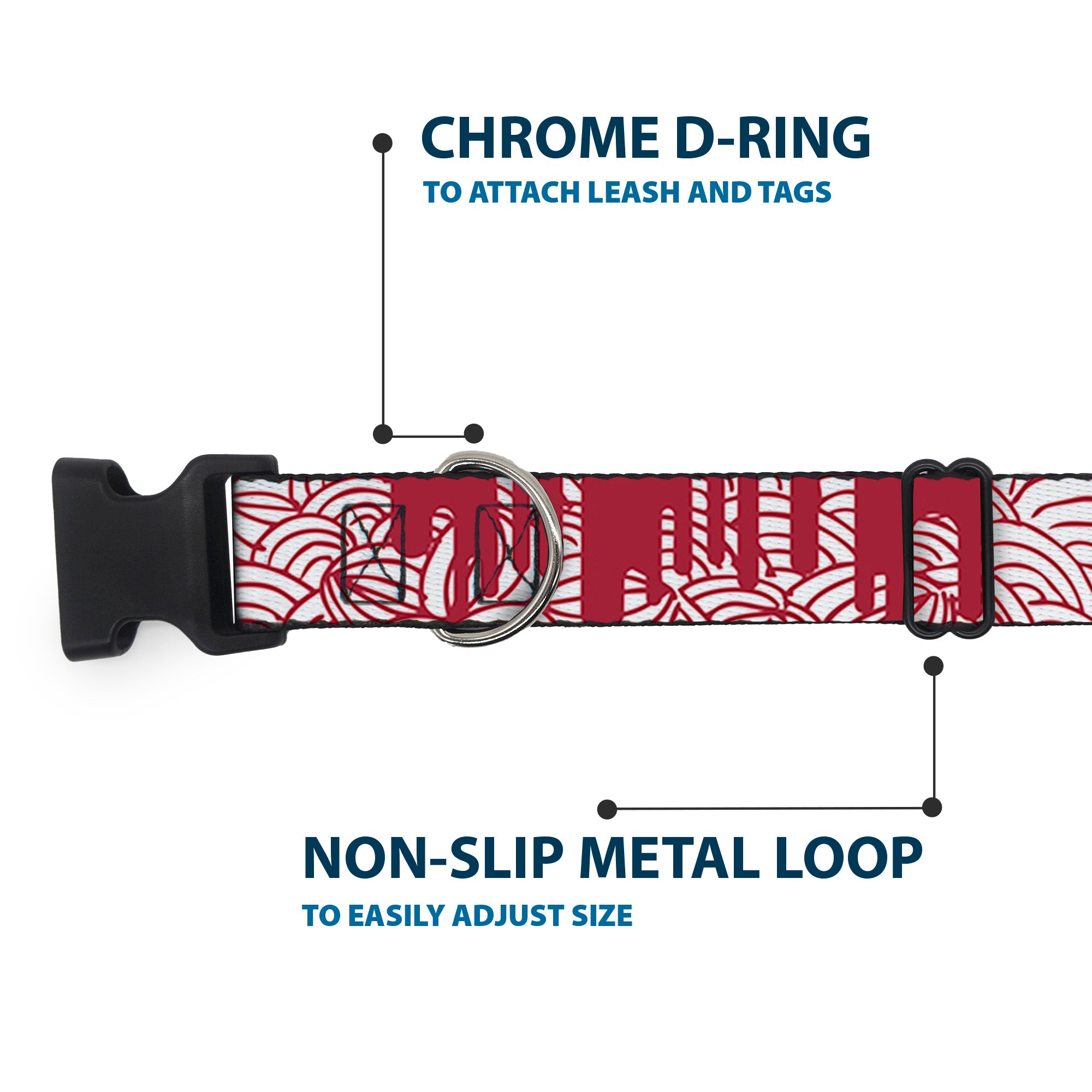 Plastic Clip Collar - Doodle1/Paint Drips White/Red Plastic Clip Collars Buckle-Down