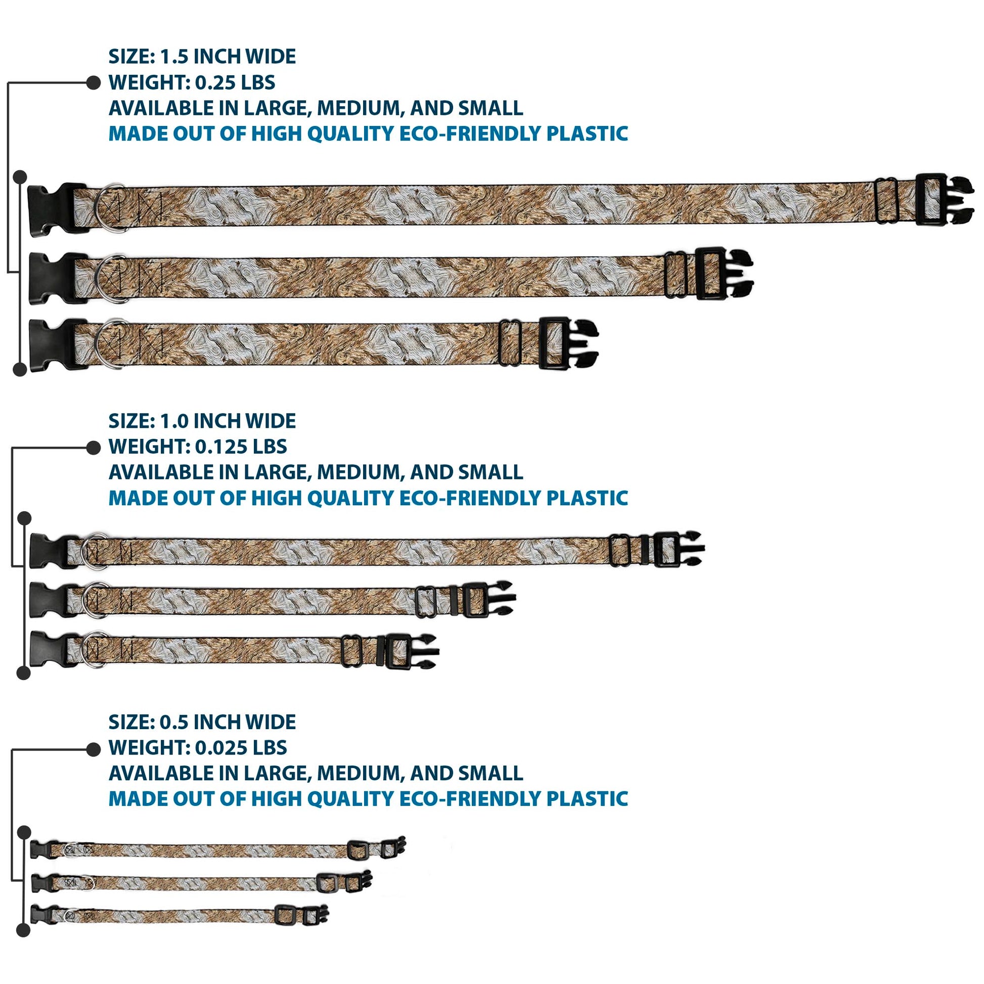 Plastic Clip Collar - Driftwood Grain Plastic Clip Collars Buckle-Down