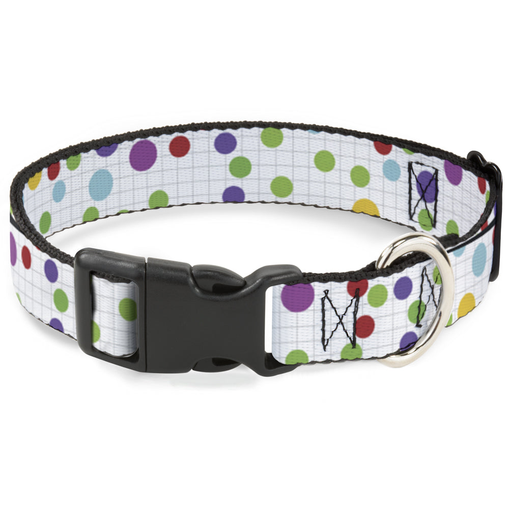 Plastic Clip Collar - Dots/Grid White/Gray/Multi Color Plastic Clip Collars Buckle-Down