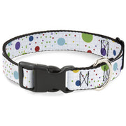 Plastic Clip Collar - Dots/Grid2 White/Gray/Multi Color Plastic Clip Collars Buckle-Down