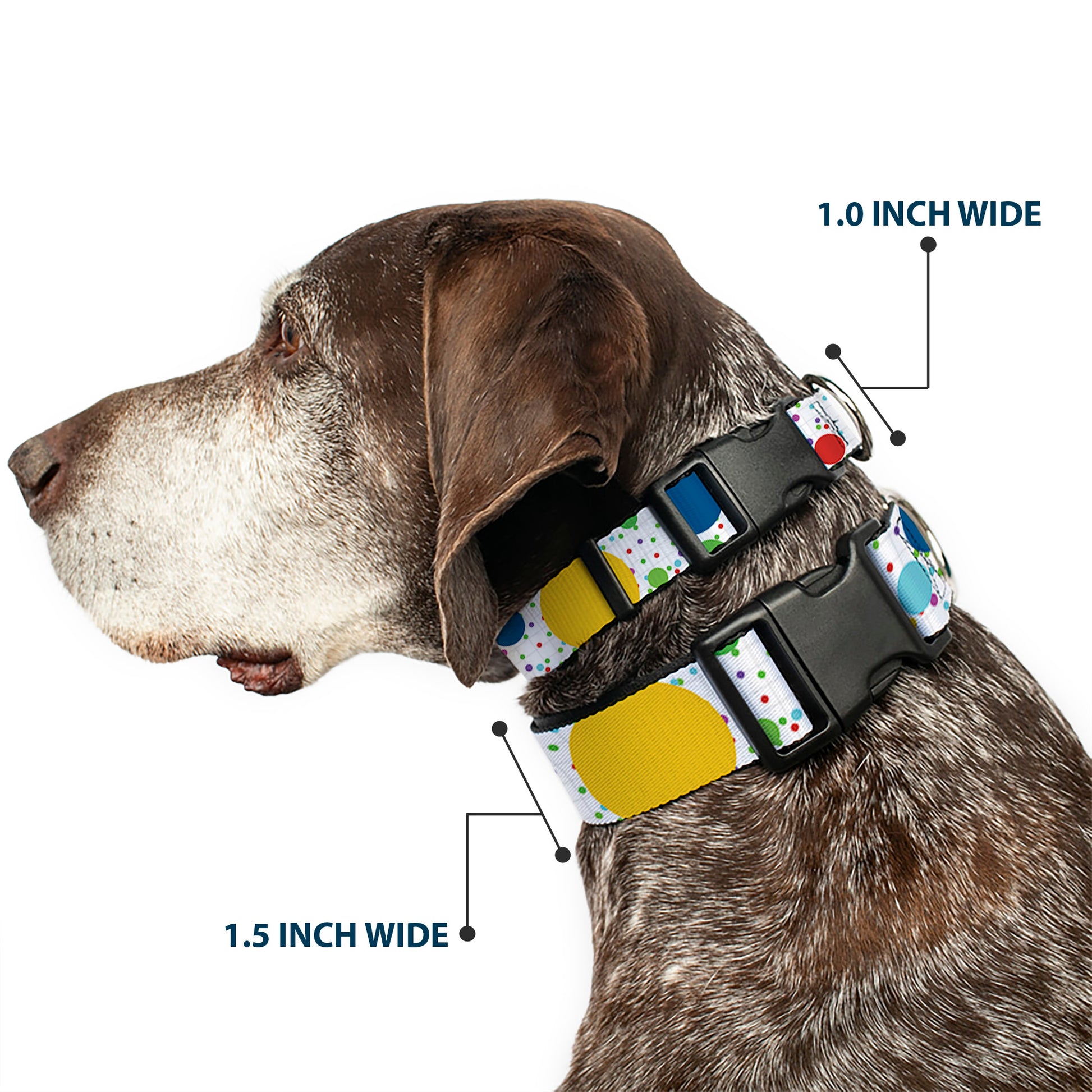 Plastic Clip Collar - Dots/Grid3 White/Gray/Multi Color Plastic Clip Collars Buckle-Down