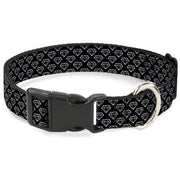 Plastic Clip Collar - Diamonds Diagonal2 Lines Black/White Plastic Clip Collars Buckle-Down