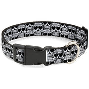 Plastic Clip Collar - Diamond Sugar Skull Stacked Black/Silver Fade/White Plastic Clip Collars Buckle-Down