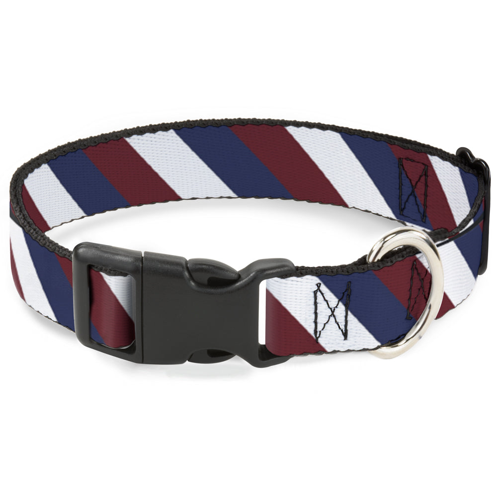 Plastic Clip Collar - Diagonal Stripe Red/White/Navy Plastic Clip Collars Buckle-Down