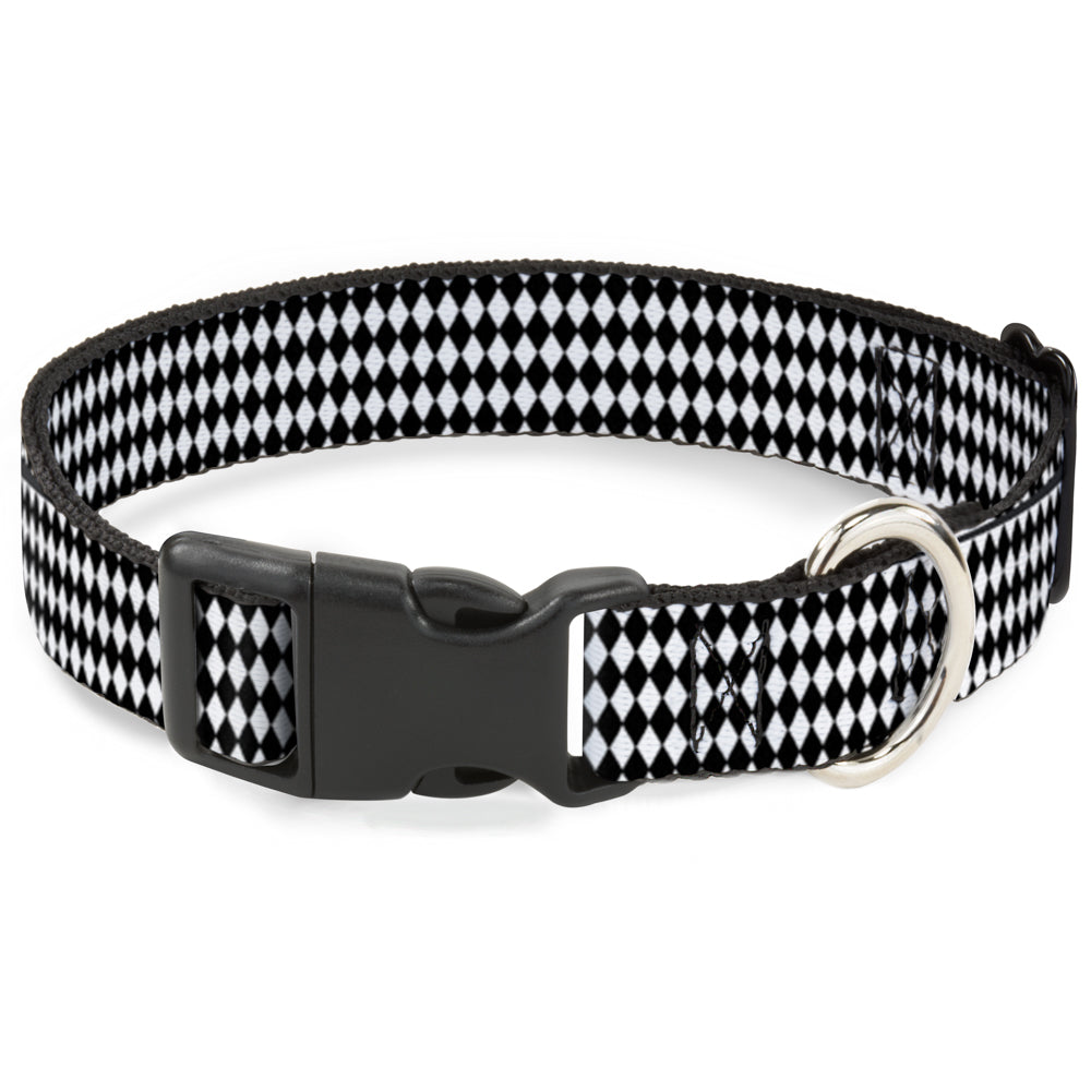 Plastic Clip Collar - Diamonds Stripe White/Black Plastic Clip Collars Buckle-Down