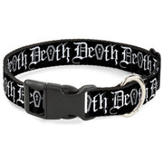 Plastic Clip Collar - DEATH w/Coffin Old English Black/White Plastic Clip Collars Buckle-Down