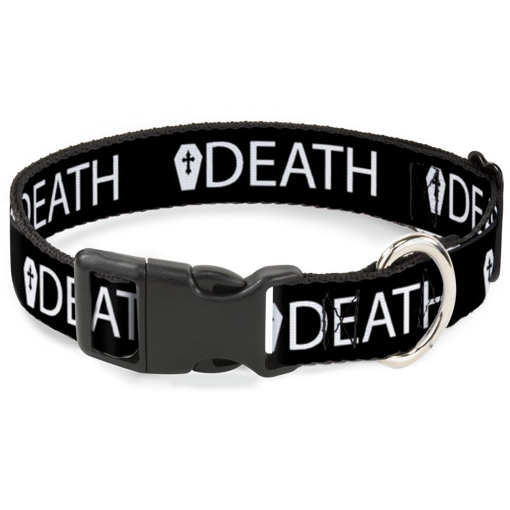 Plastic Clip Collar - DEATH/Coffin Black/White Plastic Clip Collars Buckle-Down