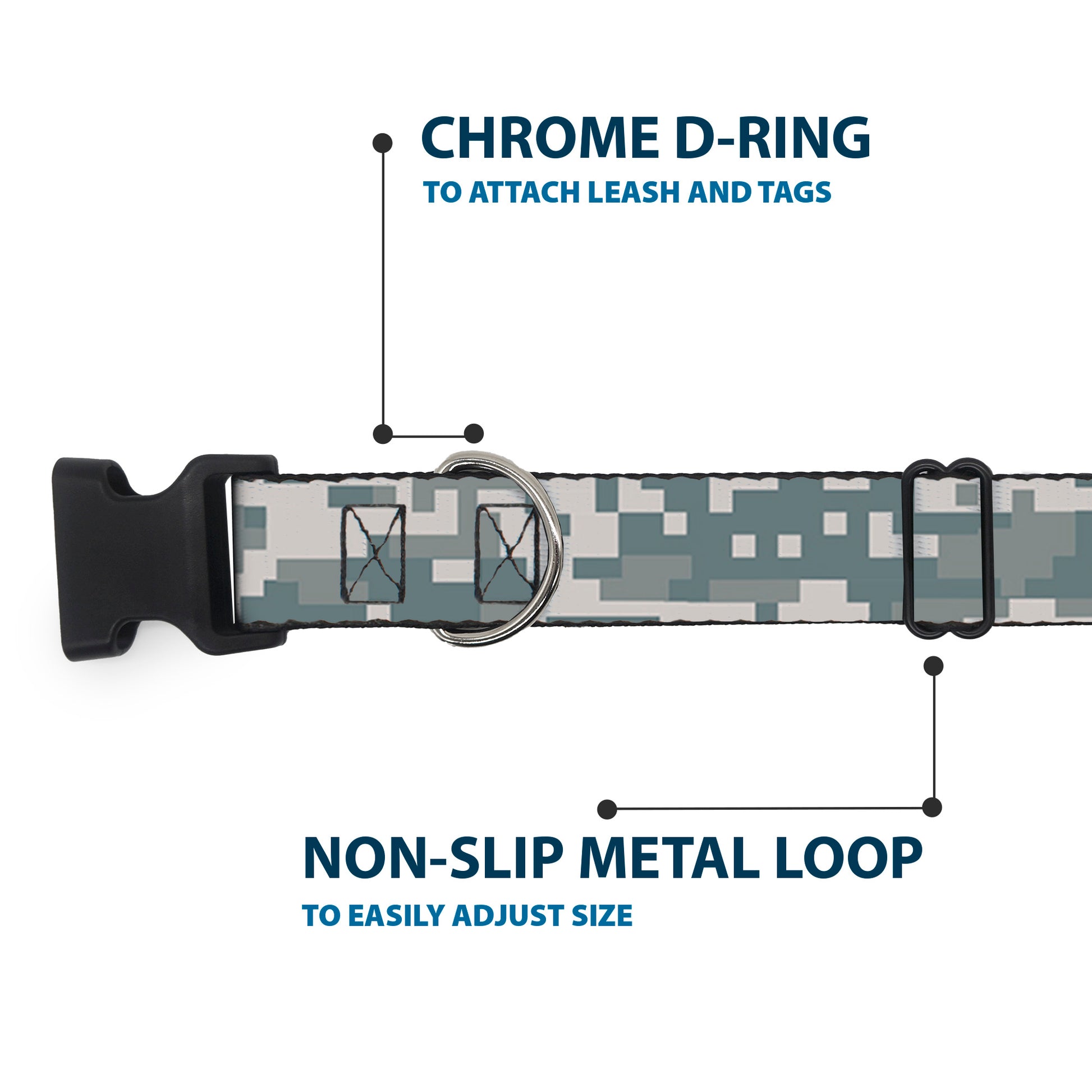 Plastic Clip Collar - Digital Camo2 Grays Plastic Clip Collars Buckle-Down
