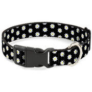Plastic Clip Collar - Daisies Scattered Black/White/Yellow Plastic Clip Collars Buckle-Down