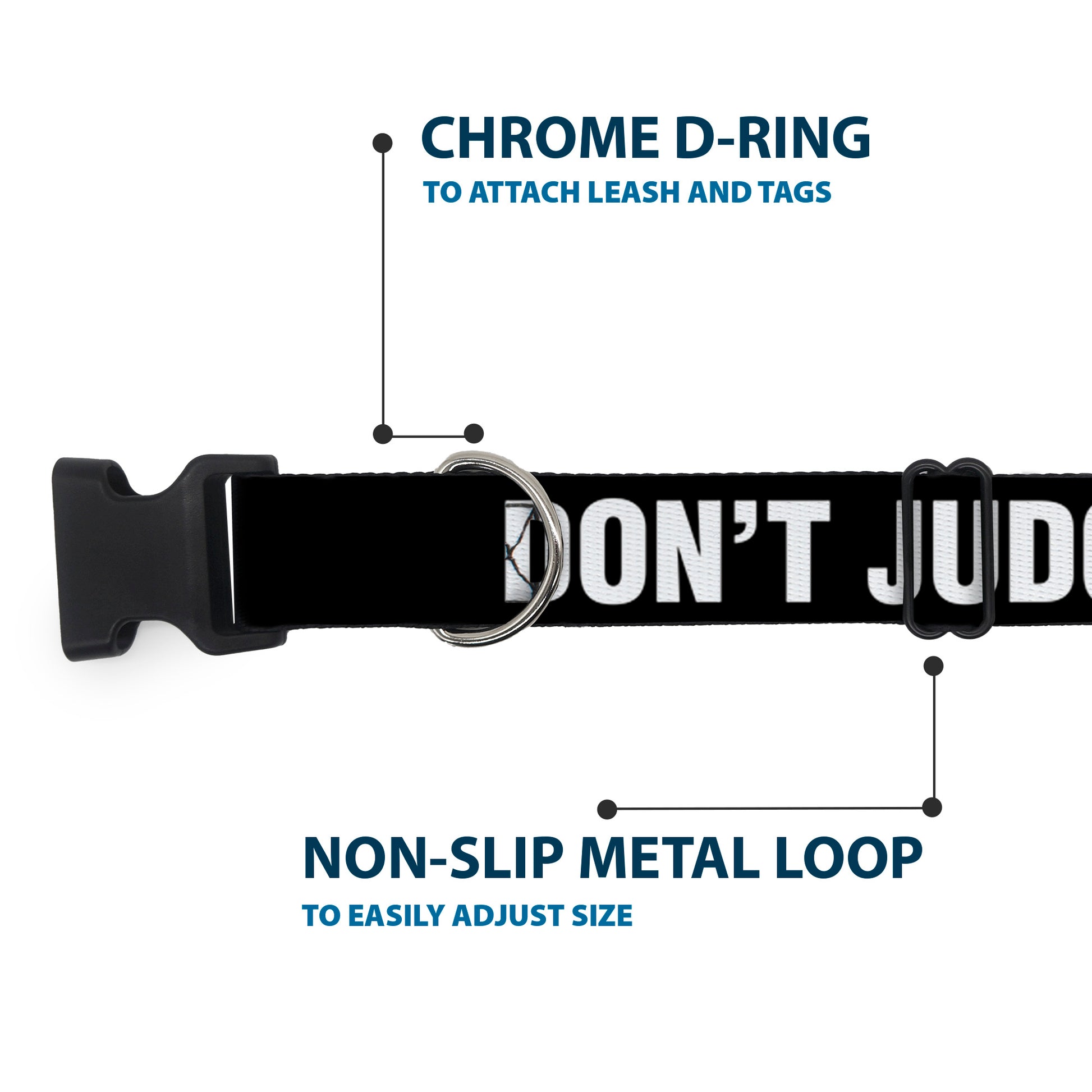 Plastic Clip Collar - DON'T JUDGE ME Black/White Plastic Clip Collars Buckle-Down