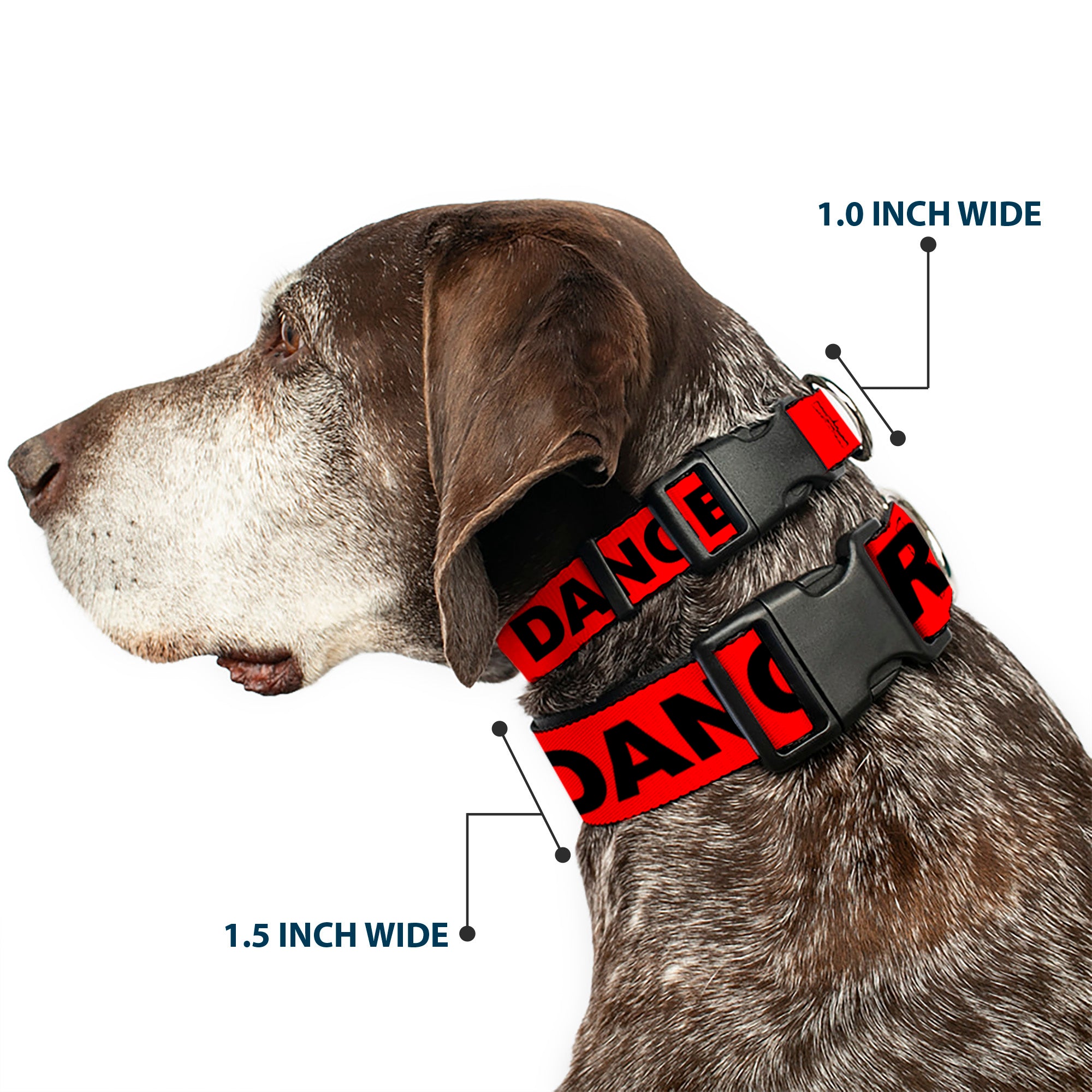 Plastic Clip Collar - DANGER Text Red/Black Plastic Clip Collars Buckle-Down