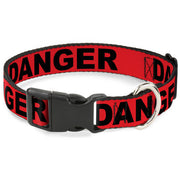 Plastic Clip Collar - DANGER Text Red/Black Plastic Clip Collars Buckle-Down