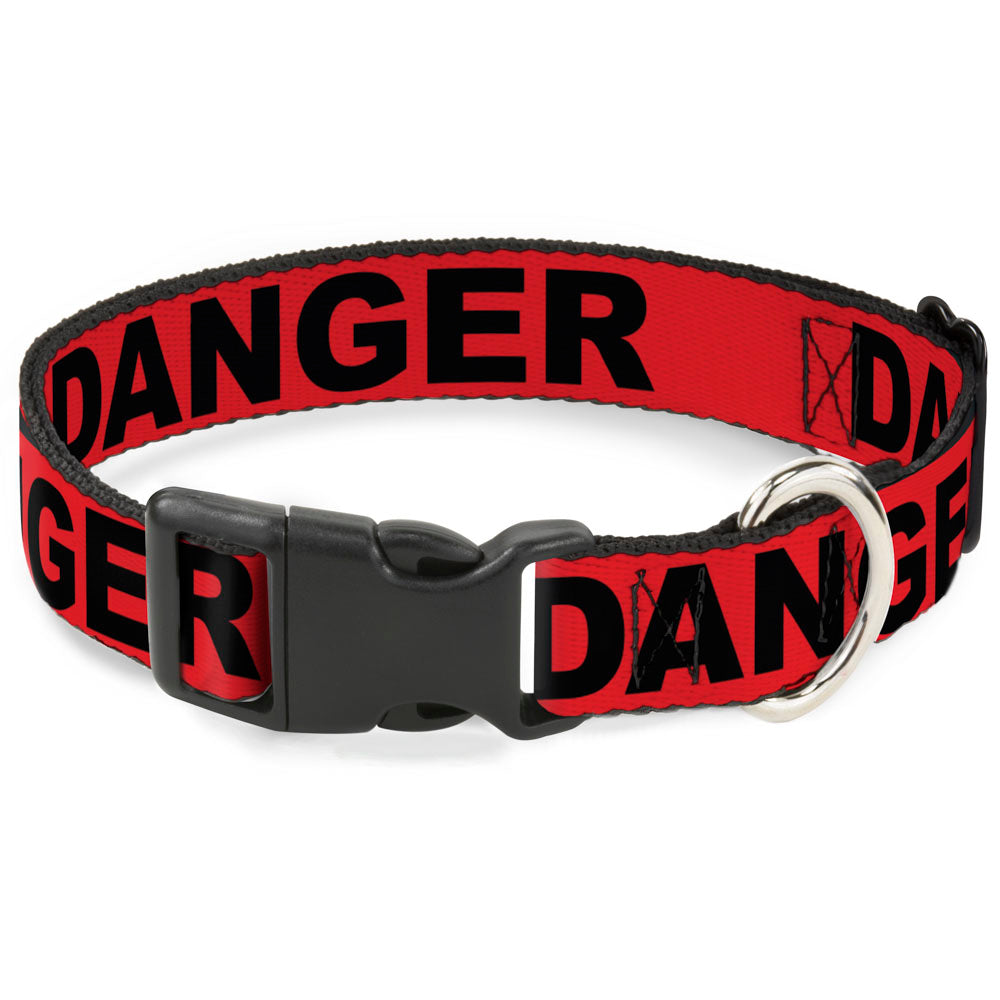 Plastic Clip Collar - DANGER Text Red/Black Plastic Clip Collars Buckle-Down