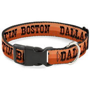 Plastic Clip Collar - Dallas-Raleigh-Tennessee-Austin-Boston Stripes Browns/Black Plastic Clip Collars Buckle-Down