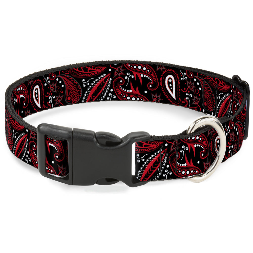 Plastic Clip Collar - Floral Paisley3 Black/Red/Gray/White Plastic Clip Collars Buckle-Down