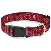 Plastic Clip Collar - Floral Paisley3 Red/Black/Gray/White Plastic Clip Collars Buckle-Down