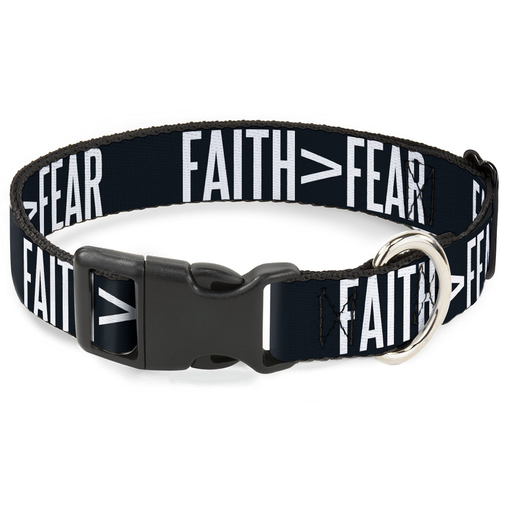 Plastic Clip Collar - FAITH Greater Than FEAR Navy Blue/White Plastic Clip Collars Buckle-Down