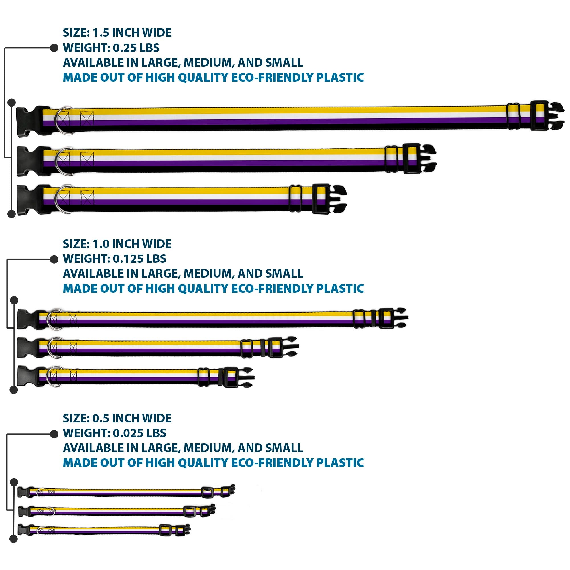 Plastic Clip Collar - Flag Non-Binary Stripe Plastic Clip Collars Buckle-Down