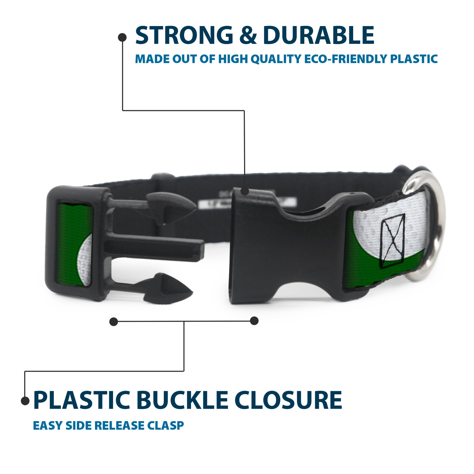 Plastic Clip Collar - Golf Balls Scattered Green/White Plastic Clip Collars Buckle-Down