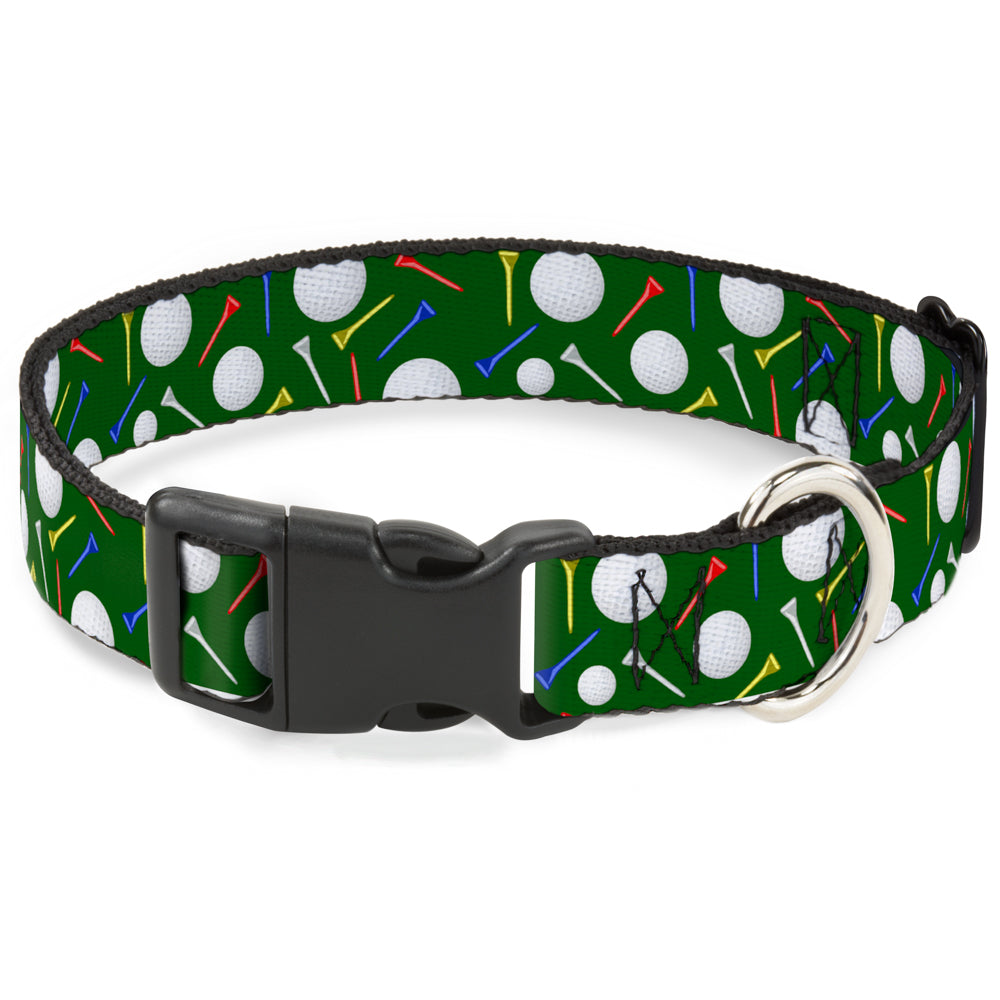 Plastic Clip Collar - Golf Balls/Tees Scattered Green/Multi Color Plastic Clip Collars Buckle-Down