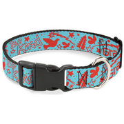 Plastic Clip Collar - GRATEFUL OPTIMISM BE KIND Icons Collage Blue/Red Plastic Clip Collars Buckle-Down